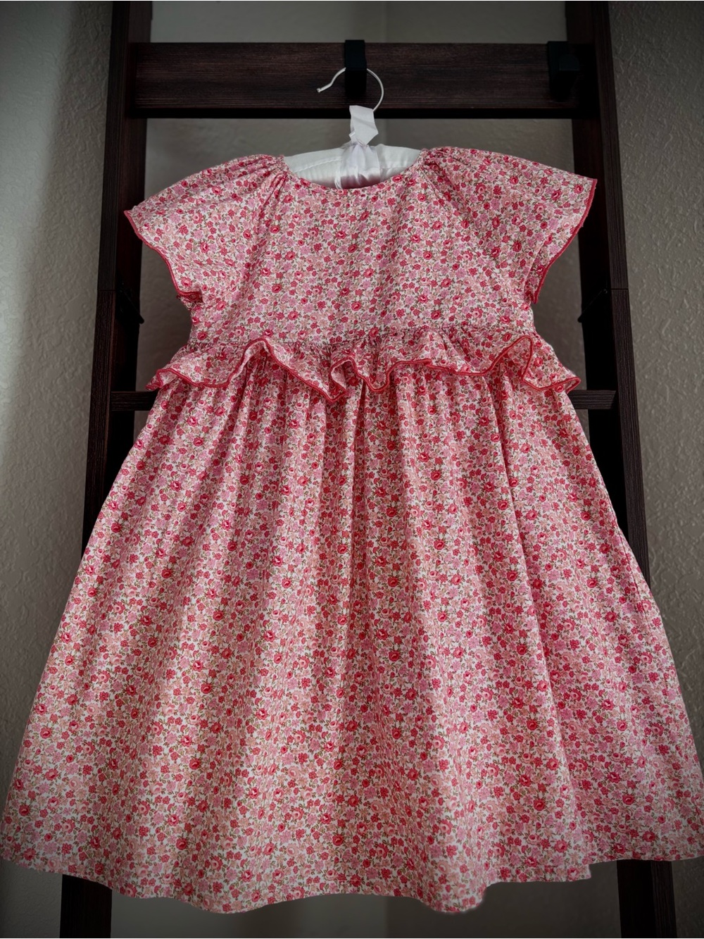 Edgehill Collection Pink Floral Ruffle-Waist Dress